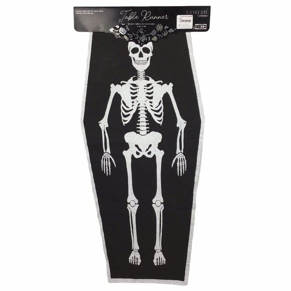 NORDSTROM COTERIE STUDIO HALLOWEEN SKELETON TABLE RUNNER 16” X 37” NWT - Picture 1 of 2